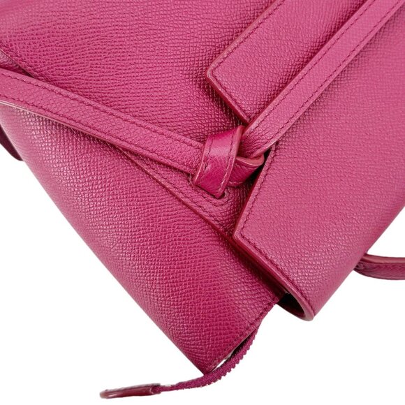 Celine  Micro Belt Grained Calfskin Leather Shoulder Bag Burgundy - Picture 6 of 16